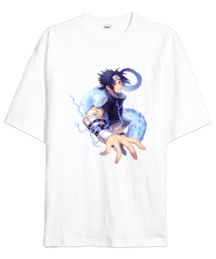 Naruto Anime Uchiha Sasuke Baskılı Oversize Unisex Tişört