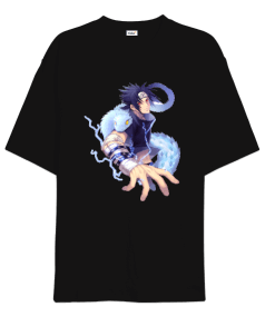 Naruto Anime Uchiha Sasuke Baskılı Oversize Unisex Tişört