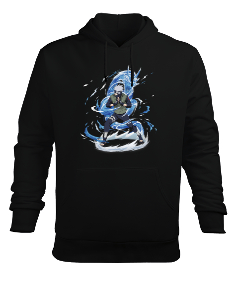 Naruto Kakashi Hatake Siyah Erkek Kapüşonlu Hoodie Sweatshirt