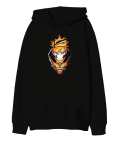 Naruto Kurama Kyuubi Anime Tasarım Baskılı Oversize Unisex Kapüşonlu Sweatshirt