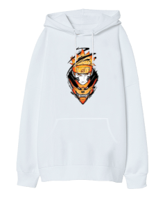 Naruto Kurama Kyuubi Anime Tasarım Baskılı Oversize Unisex Kapüşonlu Sweatshirt