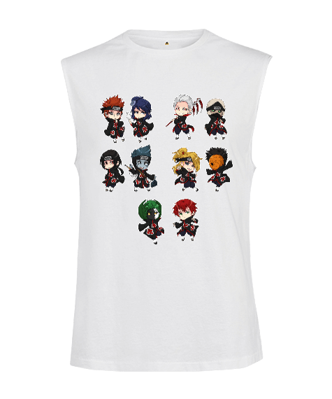 Tisho - Naruto Minyon Akatsuki Baskılı Kesik Kol Unisex Tişört