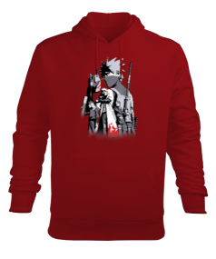 Naruto Shippuden Kakashi Story Baskılı Kırmızı Erkek Kapüşonlu Hoodie Sweatshirt