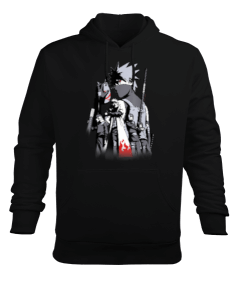 Naruto Shippuden Kakashi Story Baskılı Siyah Erkek Kapüşonlu Hoodie Sweatshirt