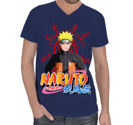 Naruto Shippuuden Anime Karakteri Uzumaki Naruto Erkek Basic V Yaka