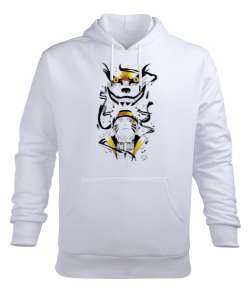 Naruto ve Kuyruklu Tilki Beyaz Erkek Kapüşonlu Hoodie Sweatshirt