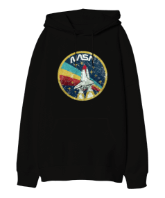 Nasa Tasarım Baskılı Oversize Unisex Kapüşonlu Sweatshirt