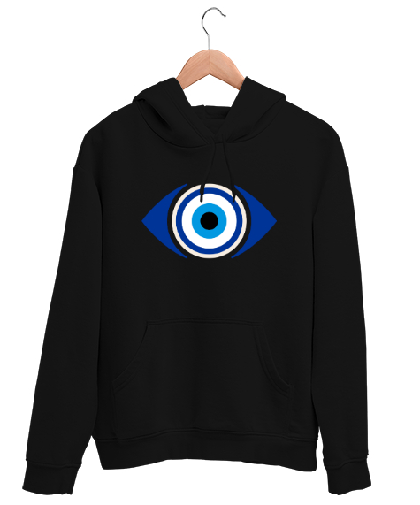 Tisho - Nazar Değmesin - Nazarlık V3 Siyah Unisex Kapşonlu Sweatshirt