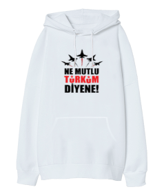 Ne Mutlu Türküm Diyene Atatürk Oversize Unisex Kapüşonlu Sweatshirt