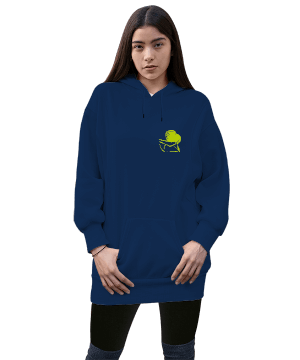 neon Kadın Uzun Hoodie Kapüşonlu Sweatshirt