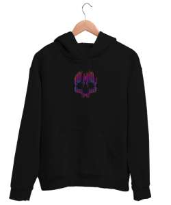 Neon Kafatası - Skull Sırt Baskılı Siyah Unisex Kapşonlu Sweatshirt