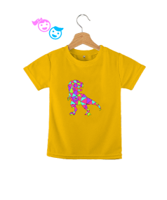 Neon Renk Geometrik Desen T-rex Dinozor Çocuk Unisex