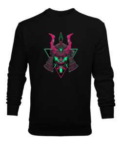 Neon Samuray Maske Siyah Erkek Sweatshirt