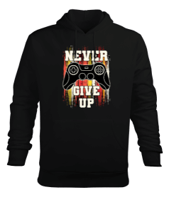 NEVER GİVE UP Erkek Kapüşonlu Hoodie Sweatshirt