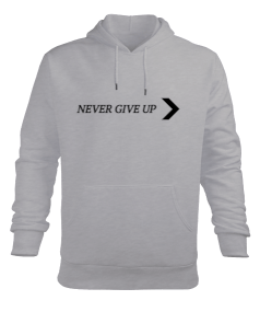 NEVER GIVE UP Erkek Kapüşonlu Hoodie Sweatshirt