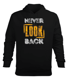 Never Look Back Baskılı Erkek Kapüşonlu Hoodie Sweatshirt