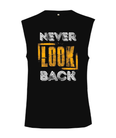 Never Look Back Baskılı Kesik Kol Unisex Tişört