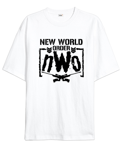 New World Order NWO Beyaz Oversize Unisex Tişört