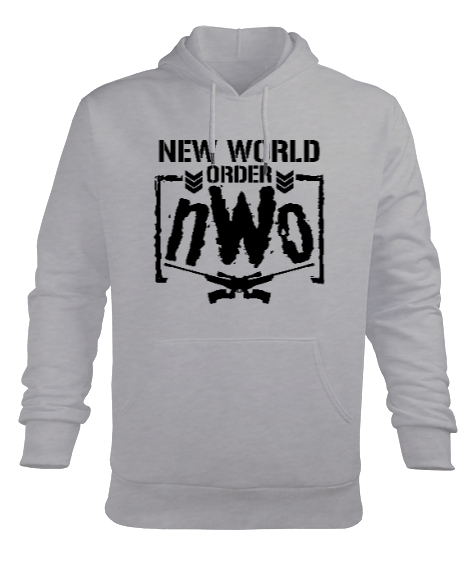 New World Order NWO Gri Erkek Kapüşonlu Hoodie Sweatshirt