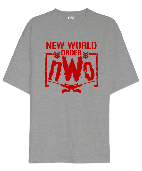 New World Order NWO Gri Oversize Unisex Tişört