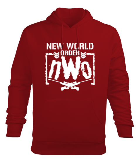 New World Order NWO Kırmızı Erkek Kapüşonlu Hoodie Sweatshirt