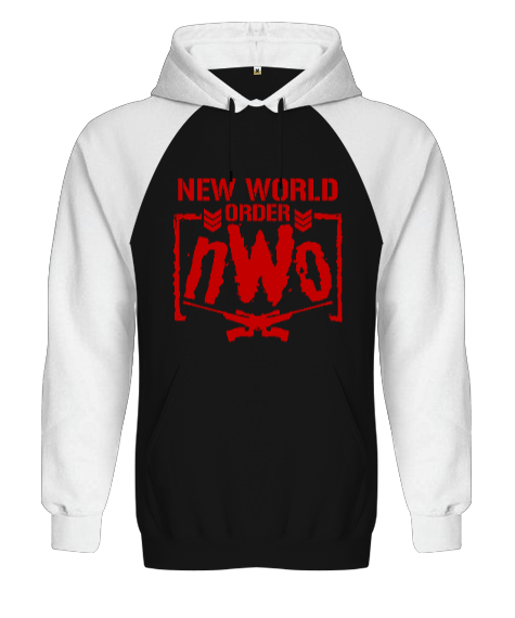 New World Order NWO Siyah/Beyaz Orjinal Reglan Hoodie Unisex Sweatshirt