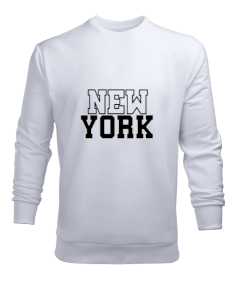 New York Beyaz Erkek Sweatshirt