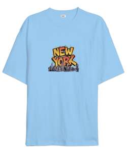 New York Buz Mavisi Oversize Unisex Tişört