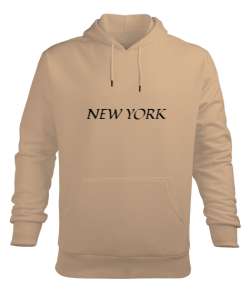 NEW YORK Camel Erkek Kapüşonlu Hoodie Sweatshirt