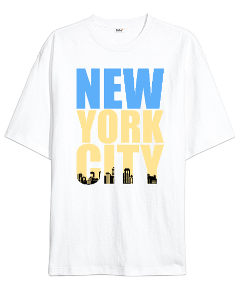 Tisho - New York City Beyaz Oversize Unisex Tişört