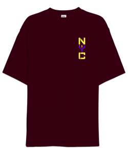 New York City Bordo Oversize Unisex Tişört