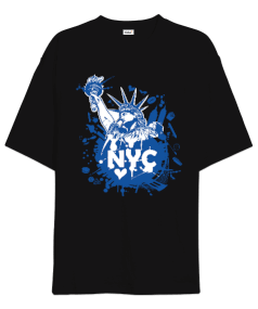 New York City Statue of Liberty Tasarım Baskılı Oversize Unisex Tişört