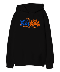 New York Siyah Oversize Unisex Kapüşonlu Sweatshirt