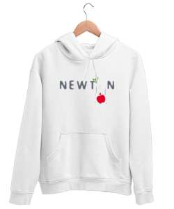 Newton ve Düşen Elma Beyaz Unisex Kapşonlu Sweatshirt