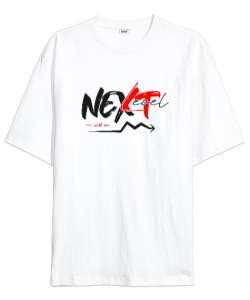 Next Level - Benimle Sonraki Aşama Beyaz Oversize Unisex Tişört