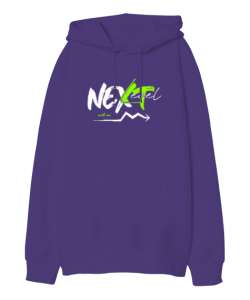 Next Level - Benimle Sonraki Aşama Mor Oversize Unisex Kapüşonlu Sweatshirt