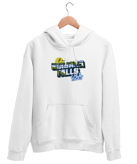 Tisho - Niagara Şelalesi Beyaz Unisex Kapşonlu Sweatshirt