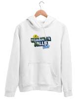 Niagara Şelalesi Beyaz Unisex Kapşonlu Sweatshirt - Thumbnail