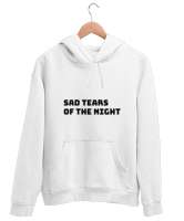 Night Beyaz Unisex Kapşonlu Sweatshirt - Thumbnail