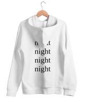 Night Beyaz Unisex Kapşonlu Sweatshirt - Thumbnail