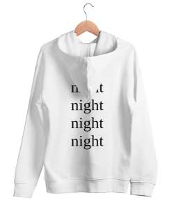 Night Beyaz Unisex Kapşonlu Sweatshirt