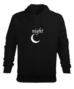 Night gece Yazılı Erkek Kapüşonlu Hoodie Sweatshirt