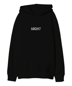 NIGHT Oversize Unisex Kapüşonlu Sweatshirt