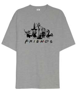 Nightmare Friends Gri Oversize Unisex Tişört