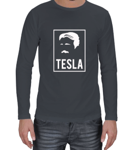 Nikola Tesla baskılı Erkek Uzun Kol