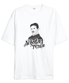 Nikola Tesla Baskılı Oversize Unisex Tişört