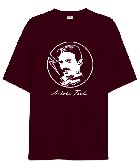 Nikola Tesla - Elektrik Bordo Oversize Unisex Tişört