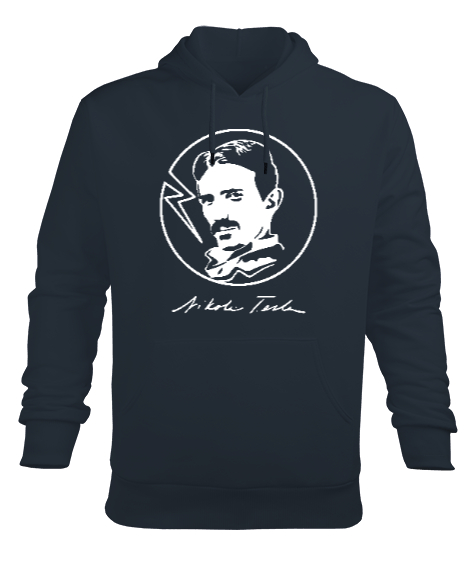 Nikola Tesla - Elektrik Füme Erkek Kapüşonlu Hoodie Sweatshirt