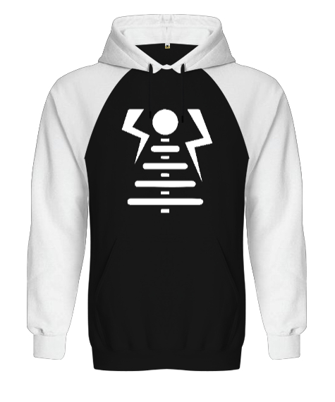 Nikola Tesla Elektrik Simge Siyah/Beyaz Orjinal Reglan Hoodie Unisex Sweatshirt