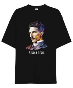 Nikola Tesla Siyah Oversize Unisex Tişört